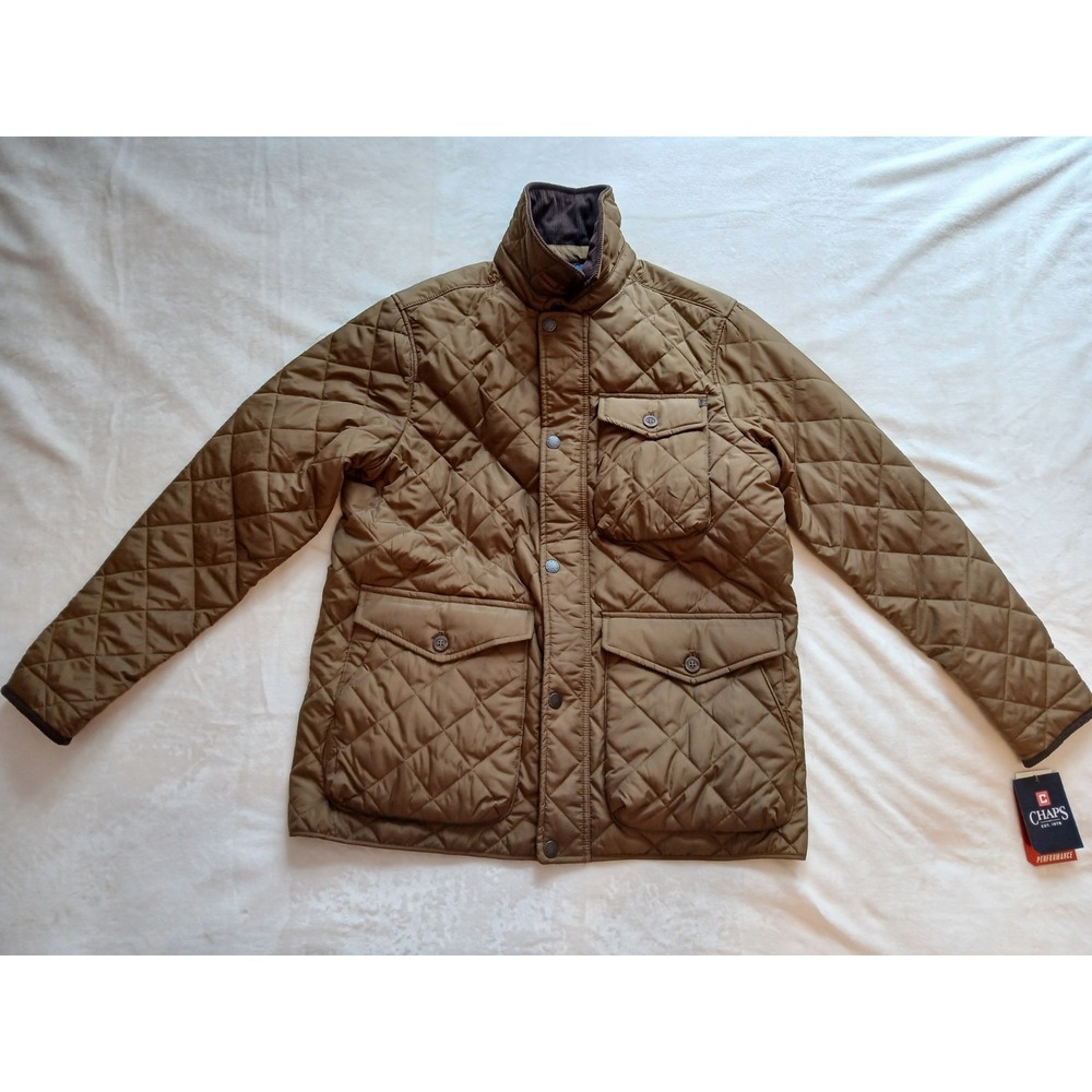 Brown Chaps Quilted Barn Corduroy Collar Puffer Jacket